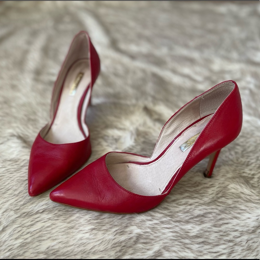 Sexy red leather stilettos